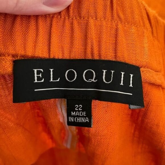 Eloquii Womens Orange Linen-Blend High Waisted Casual Shorts Plus Size 22 - Picture 12 of 14